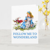 Carte Le lapin dit à Alice, "Suivez-moi au pays des merv (Fleur jaune)