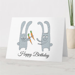 Carte Le lapin donne à la hase une carotte pour son anni