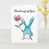 Carte Le lapin pensant à vous cardent (Fleur jaune)