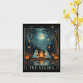 Carte Le livre lisant fantôme effrayant mignon littérair (Fleur jaune)