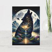 Carte Le loup mystique hurle à l'anniversaire surréalist (Devant)