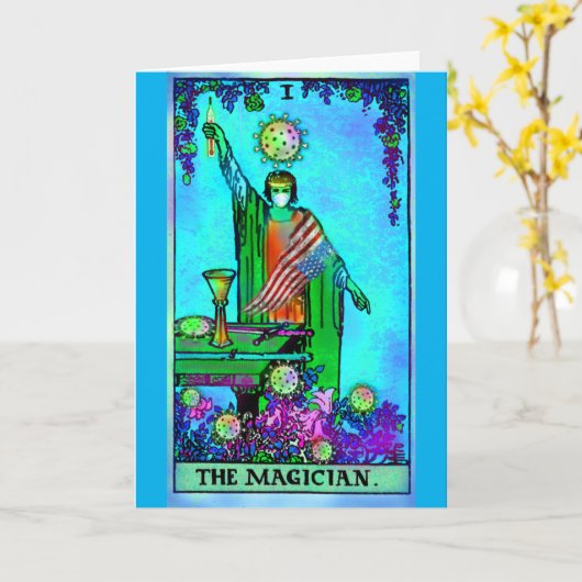 Carte Le Magicien BLANK Coronavirus Art Tarot (Fleur jaune)