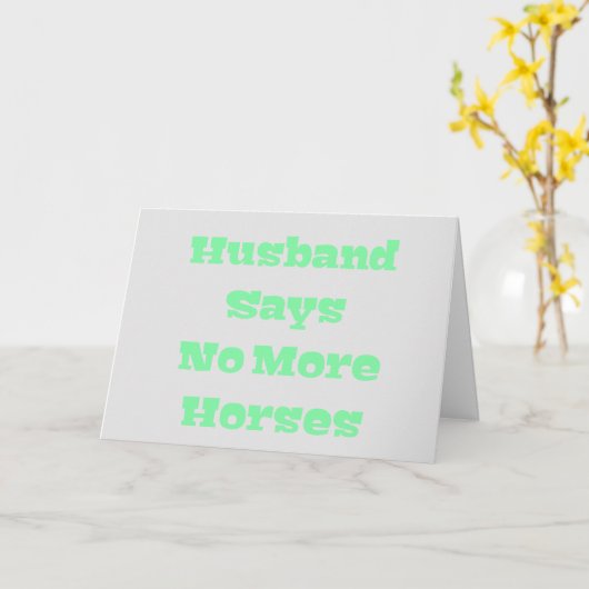 Carte Le Mari dit plus de chevaux en vert clair (Fleur jaune)