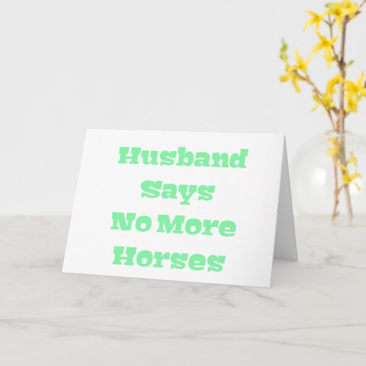 Carte Le Mari dit plus de chevaux en vert clair (Fleur jaune)
