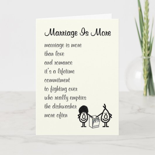 Carte Le mariage c'est plus - poème drôle pour anniversa (Devant)