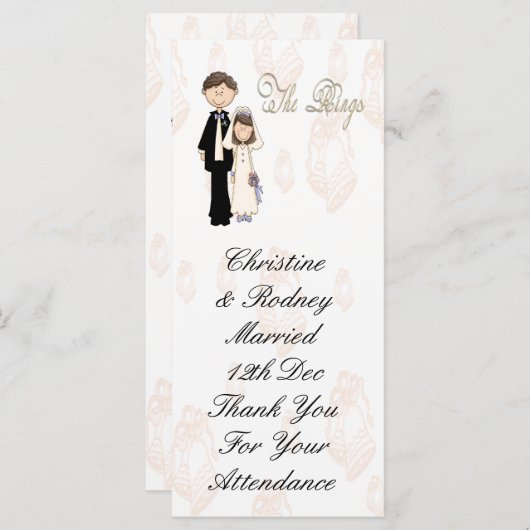 Carte Le mariage de réception (Devant / Derrière)