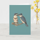 Carte Le martin-pêcheur ceinturé	 (alcyon d'Alcedo) (Fleur jaune)