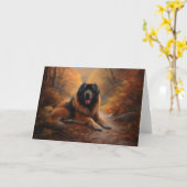 Carte Le Mastiff tibétain en automne les feuilles automn (Fleur jaune)