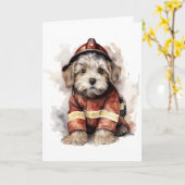 Carte Le meilleur ami du pompier Chien en Fumer (Fleur jaune)