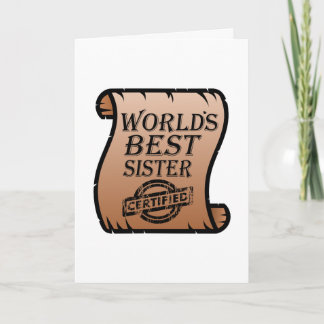 Carte Le meilleur certificat drôle de soeur du monde