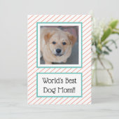 Carte Le meilleur chien du monde maman corail rayé (Debout devant)