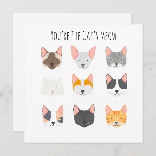 Carte Le Meow Birthday du chat Penser à vous (Devant / Derrière)
