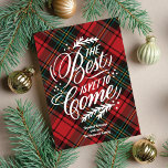 Carte Le Mieux Est Encore À Venir Noël Non-Carte photo<br><div class="desc">Ce design moderne et non carte photo présente un arrière - plan plaid de vacances festif, l'accueil écrit à la main "le meilleur est encore à venir", et votre message en écriture blanche. Le motif arrière - plan peut être supprimé et remplacé par une couleur unie si vous le souhaitez....</div>