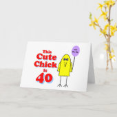 Carte Le mignon poussin a 40 ans ! (Fleur jaune)