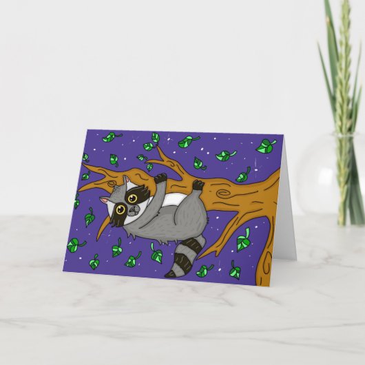 Carte Le mignon Raccoon Cartoon, comment est-ce qu'il pe (Devant)