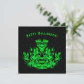 Carte Le monstre de flamme vert dans le ciel étoilé (Debout devant)