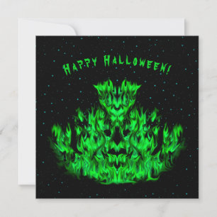 Carte Le monstre de flamme vert dans le ciel étoilé