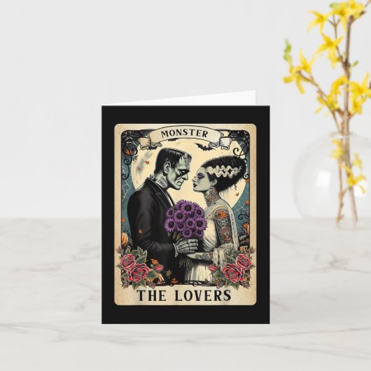 Carte Le monstre Frankenstein et la mariée les amants Ta (Fleur jaune)