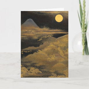 Carte Le Mont Fuji au clair de lune - Or : blanc
