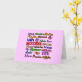 Carte Le mot mère dans plusieurs langues (Fleur jaune)