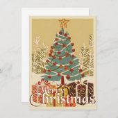 Carte Le Motif de Noël, avec des présents sous l'arbre d (Devant / Derrière)