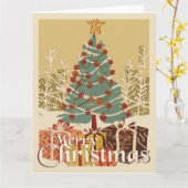 Carte Le Motif de Noël, avec des présents sous l'arbre d (Fleur jaune)