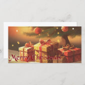 Carte Le Motif de Noël, avec des présents sous l'arbre d (Devant / Derrière)