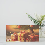 Carte Le Motif de Noël, avec des présents sous l'arbre d (Debout devant)