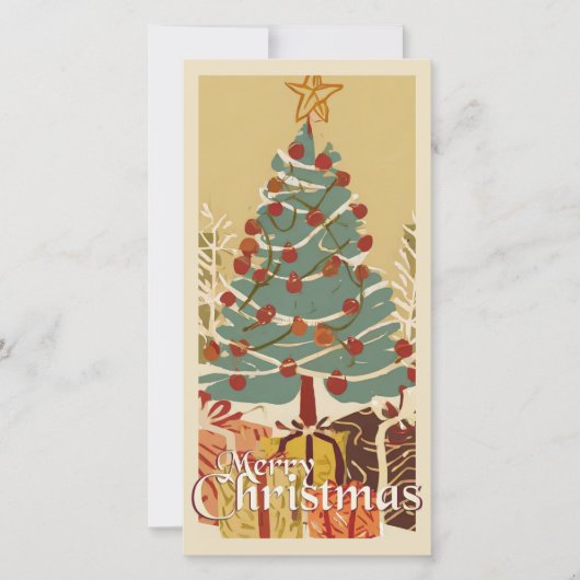 Carte Le Motif de Noël, avec des présents sous l'arbre d (Devant)