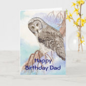 Carte Le papa d'anniversaire, engendrent le hibou de (Fleur jaune)