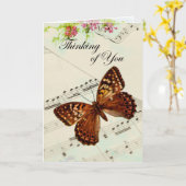 Carte Le papillon de la musique penser à vous (Fleur jaune)