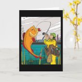 Carte Le pêcheur attrape le gros poisson (Fleur jaune)