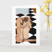 Carte Le Pekingese Et Le Miroir (Fleur jaune)
