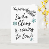 Carte Le Père Noël Arrive En Ville, Vacances, Noël (Fleur jaune)