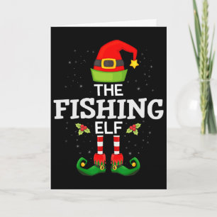 Carte Le Père Noël Elfe de pêche Famille Pyjama assorti