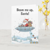 Carte Le Père Noël en OVNI Noël (Fleur jaune)