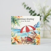 Carte Le Père Noël est à la plage pour Noël en juillet (Debout devant)