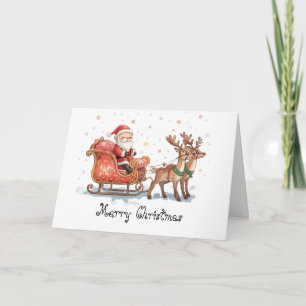 Carte Le Père Noël est en route & Noël fantaisiste