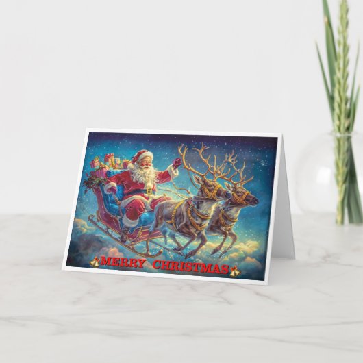 Carte Le Père Noël et ses rennes (Devant)