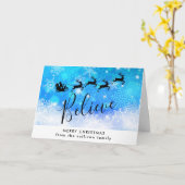 Carte Le Père Noël et son renne volant - Croyez (Fleur jaune)