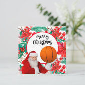 Carte Le Père Noël joue au basket Joyeux Noël (Debout devant)