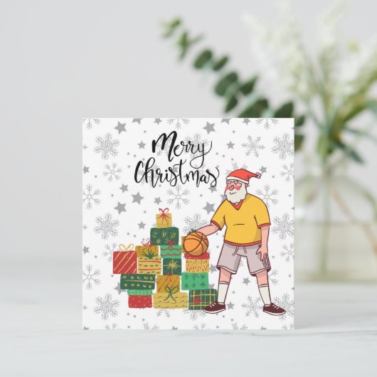 Carte Le Père Noël joue avec Noël (Debout devant)