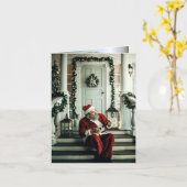 Carte Le Père Noël joue de la musique (Fleur jaune)