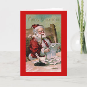 Carte "Le Père Noël lit des lettres de Noël"
