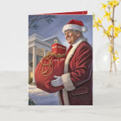 Carte Le Père Noël Trump Avec Sac Cadeau (Fleur jaune)