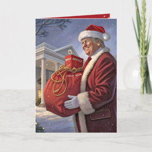 Carte Le Père Noël Trump Avec Sac Cadeau
