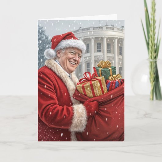 Carte Le Père Noël Trump Avec Sac Cadeau (Devant)
