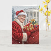 Carte Le Père Noël Trump Avec Sac Cadeau (Fleur jaune)