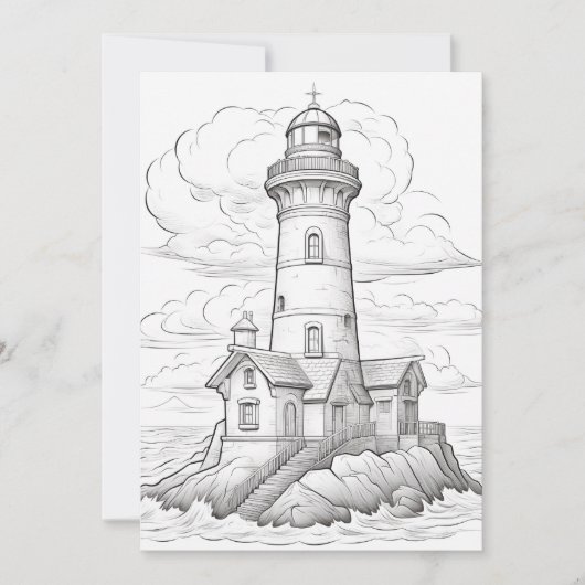 Carte Le phare | Colorez votre propre salutation (Devant)
