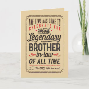 Carte Le plus légendaire frère en droit de tous les temp